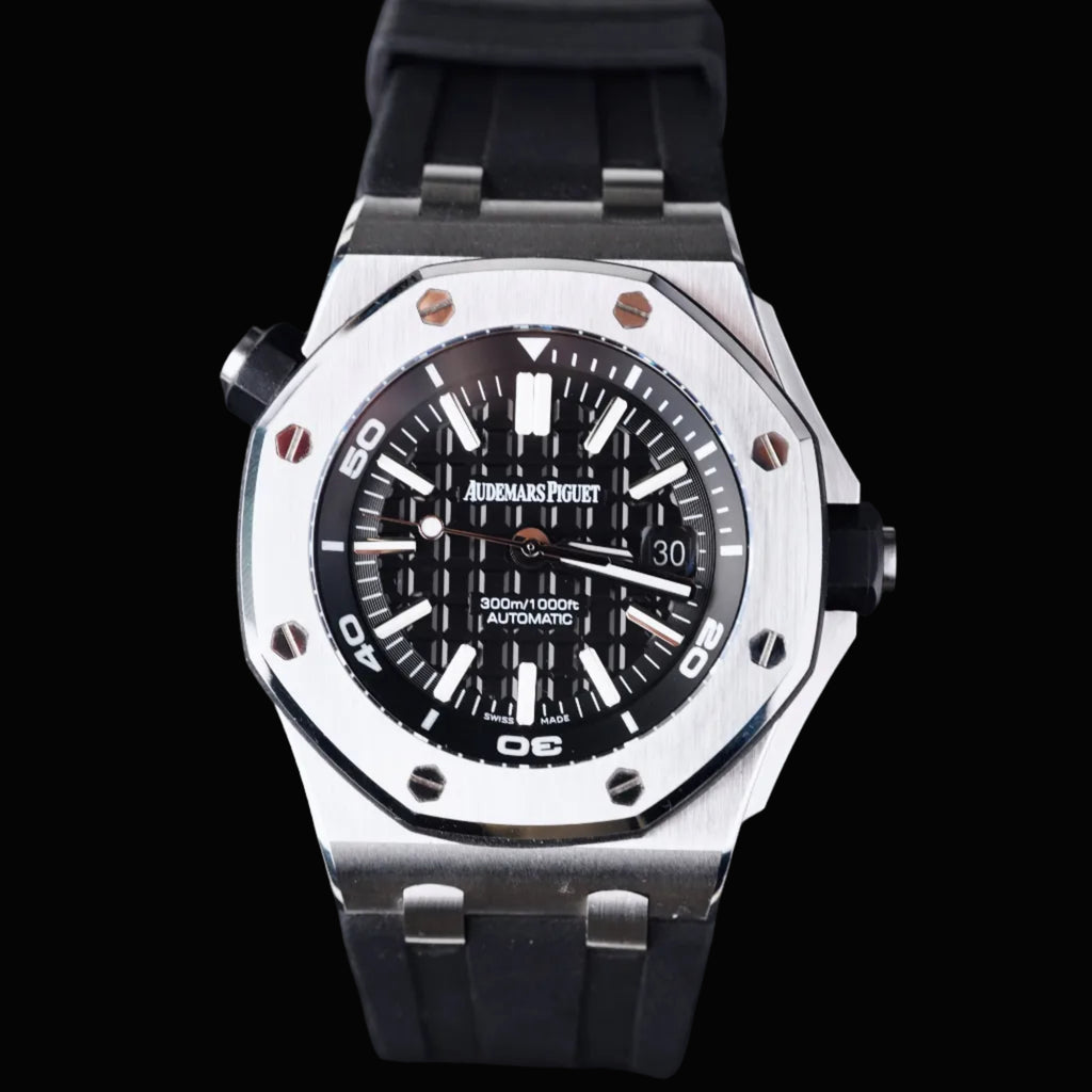 Audemars Piguet Royal Oak Offshore Diver Black Dial Black Rubber Men's Watch 15710ST.OO.A002CA.01