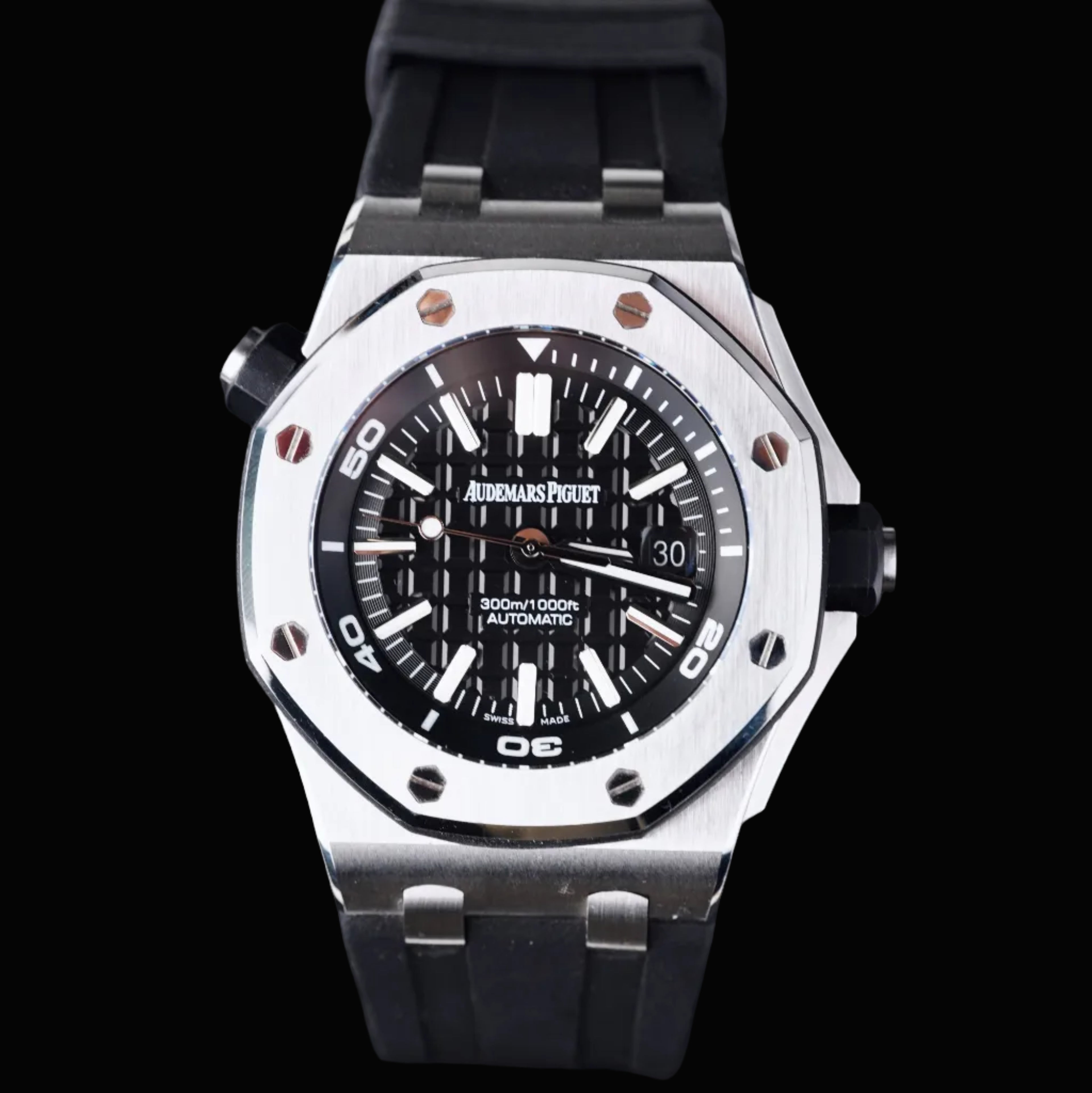 Audemars Piguet Royal Oak Offshore Diver Black Dial Black Rubber Men's Watch 15710ST.OO.A002CA.01
