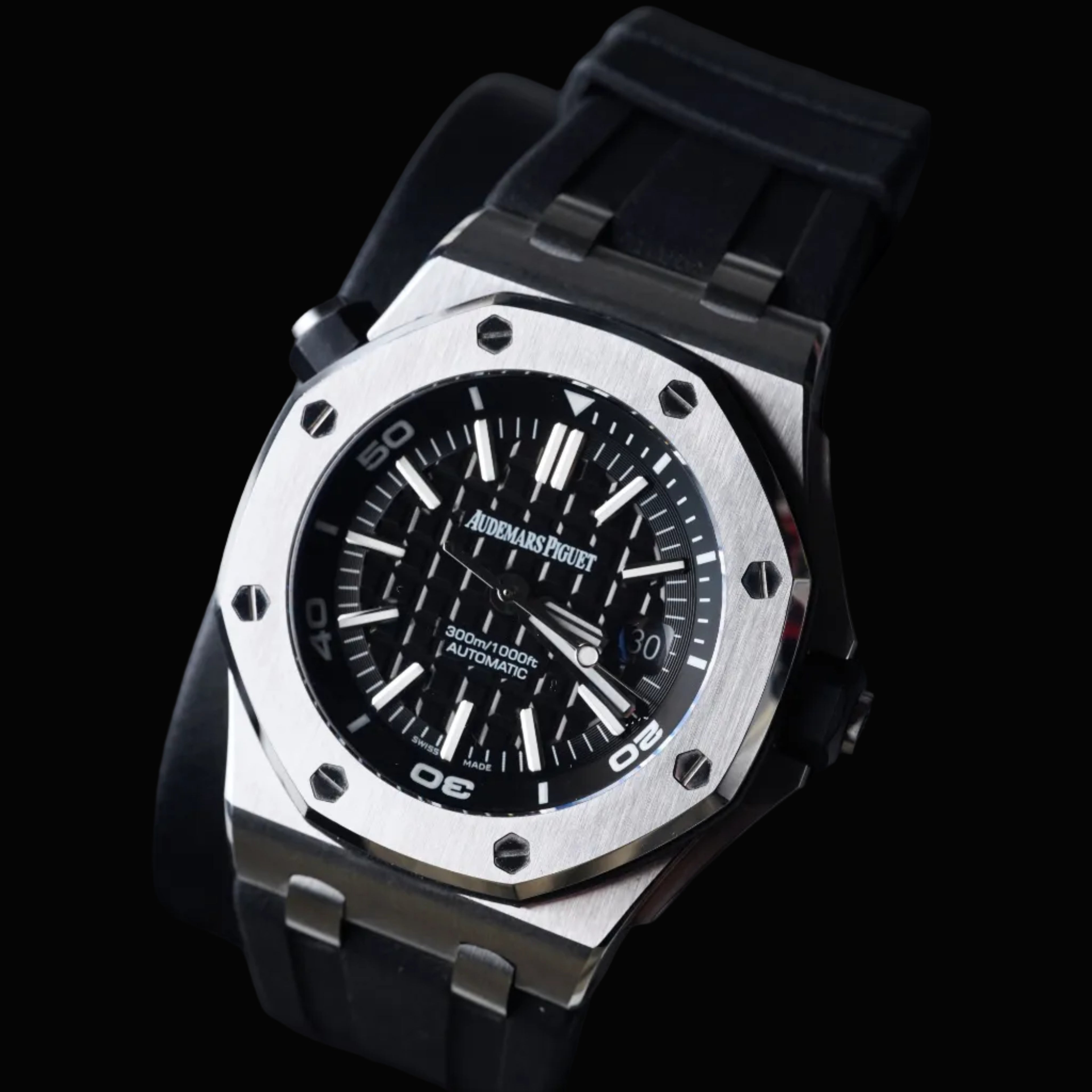 Audemars Piguet Royal Oak Offshore Diver Black Dial Black Rubber Men's Watch 15710ST.OO.A002CA.01